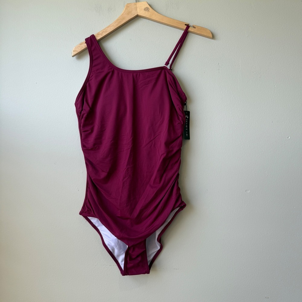 Tempt Me One Shoulder Ruched Swimsuit One Piece Bathing Suit XL
